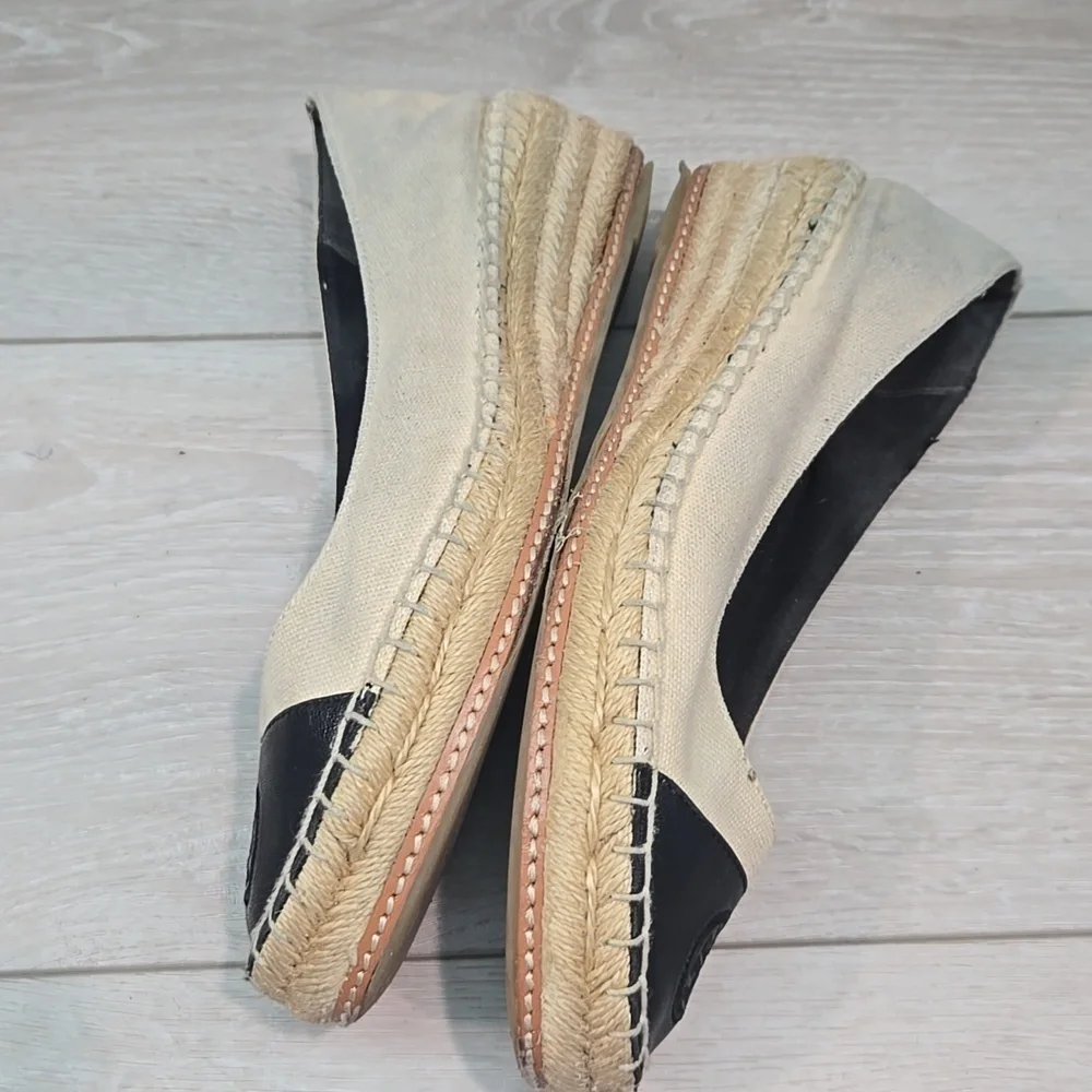 Tory Burch Women's Textile Espadrille Wedge Logo Shoes Sz 8M